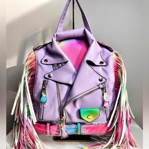 Handbags - NWT Motorcycle Jacket Fringe Backpack
